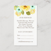 Minze und Gelb-BlumenVisitenkarten Terminkarte (Rückseite)