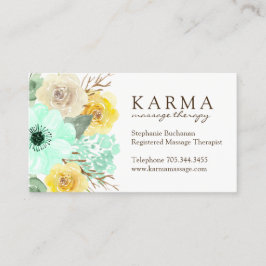 Minze und Gelb-BlumenVisitenkarten Terminkarte