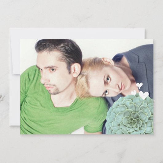 Minze und gelbe Sukkulente Moderne Hochzeit Einladung (Rückseite)