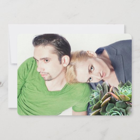 Minze und gelbe Sukkulente Moderne Hochzeit Einladung (Rückseite)