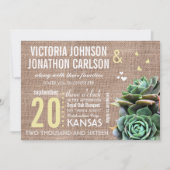 Minze und gelbe Sukkulente Moderne Hochzeit Einladung (Vorderseite)