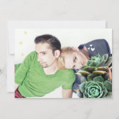 Minze und gelbe Sukkulente Moderne Hochzeit Einladung (Rückseite)