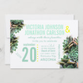 Minze und gelbe Sukkulente Moderne Hochzeit Einladung (Vorderseite)