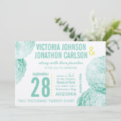 Minze und gelbe Sukkulente Moderne Hochzeit Einladung (Stehend Vorderseite)