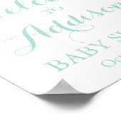 Minze und Gold Baby Dusche Begrüßungszeichen Plaka Poster (Ecke)