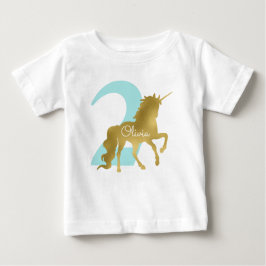 Minze und Gold Einhorn Meilenstein Geburtstag Baby T-shirt