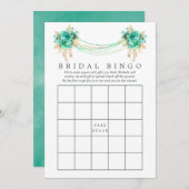 Minze und Gold Floral String Lights Bridal Bingo (Vorne/Hinten)