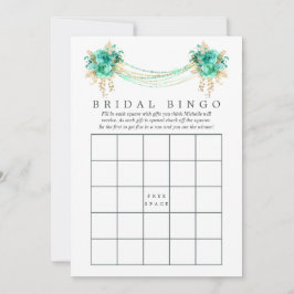 Minze und Gold Floral String Lights Bridal Bingo