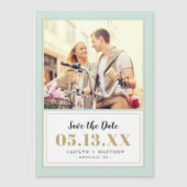 Minze und Gold-Foto Save the Date Magnetkarte (Vorderseite)
