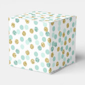 Minze und Gold Glitzer Baby Dusche Fevor Boxen Geschenkschachtel (Rückseite)