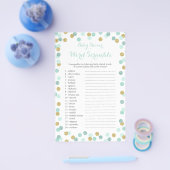Minze und Gold Glitzer Baby Shower Word Scramble Flyer (Einzeln)