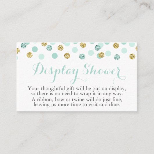 Minze und Gold Glitzer Display Dusetkarten Begleitkarte (Vorderseite)