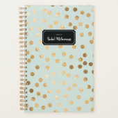 Minze und Gold Glitzer Dots Jahr und Name Planner Planer (Vorderseite)
