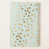 Minze und Gold Glitzer Dots Jahr und Name Planner Planer (Rückseite)
