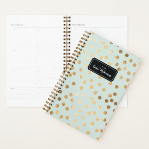 Minze und Gold Glitzer Dots Jahr und Name Planner Planer
