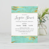 Minze und Gold Imitate Foil Lingerie Dusche Einladung (Stehend Vorderseite)