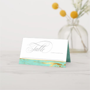 Minze und Gold-Marmor-Muster Hochzeit Platzkarte