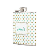 Minze und Gold Polka Dot Custom Flask Flachmann (Links)
