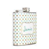 Minze und Gold Polka Dot Custom Flask Flachmann (Rechts)