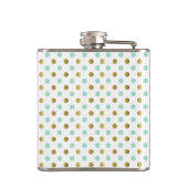 Minze und Gold Polka Dot Custom Flask Flachmann (Rückseite)