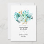 Minze und Gold Wasserfarben Blumenhochzeit Einladung (Vorderseite)