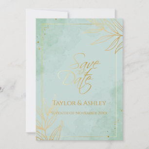 Minze- und Goldhochzeit Save The Date