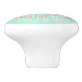 Minze und Goldmandala Keramikknauf (Seitenansicht)