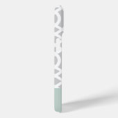 Minze und graue Trellis-Herz-Monogramm Case-Mate iPhone Hülle (Rückseite / Rechts)