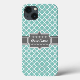 Minze und graumarokkanische Quatrefolie Personalis iPhone 13 Hülle