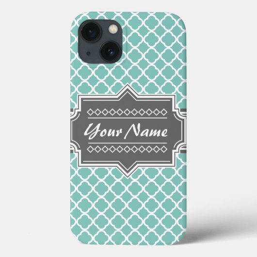 Minze und graumarokkanische Quatrefolie Personalis Case-Mate iPhone Hülle (Rückseite)