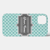 Minze und graumarokkanische Quatrefolie Personalis Case-Mate iPhone Hülle (Rückseite (Horizontal))