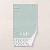 Minze und Gray Trellis Monogramm | Editierbare Far Badhandtuch Set (Handtuch)