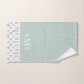 Minze und Gray Trellis Monogramm | Editierbare Far Badhandtuch Set (Handtuch)