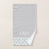 Minze und Gray Trellis Monogramm | Editierbare Far Badhandtuch Set (Handtuch)