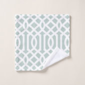 Minze und Gray Trellis Monogramm | Editierbare Far Badhandtuch Set (Waschlappen)