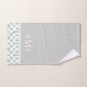 Minze und Gray Trellis Monogramm | Editierbare Far Badhandtuch Set (Handtuch)