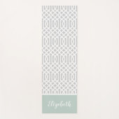 Minze und Gray Trellis Monogramm | Editierbare Far Yogamatte (Vorderseite)