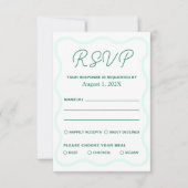 Minze und grüne Wavy-Retro-Hochzeit RSVP Karte (Vorderseite)
