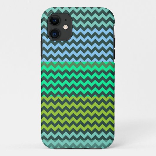 Minze und grünes Zickzack Zigzag Stripmuster Case-Mate iPhone Hülle (Rückseite)