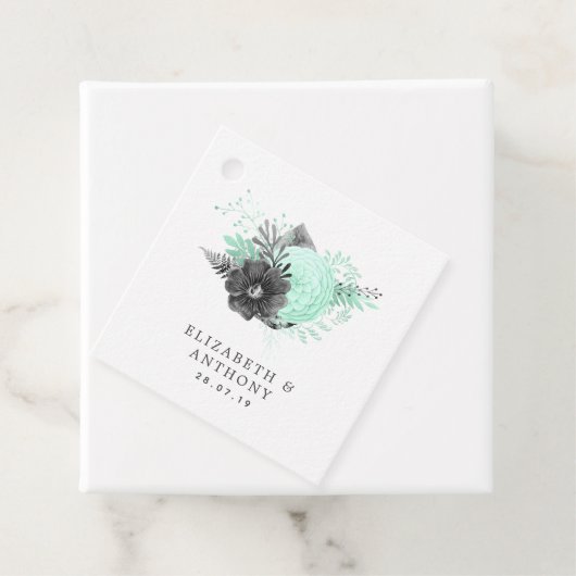 Minze und Holzkohle Rustikale Hochzeit Geschenkanhänger (Beispiel)