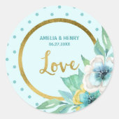 Minze und Imitate Gold, Aquarellfarben Blumenzwieb Runder Aufkleber (Vorderseite)