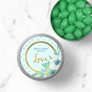 Minze und Imitate Gold, Aquarellfarben Blumenzwieb Runder Aufkleber