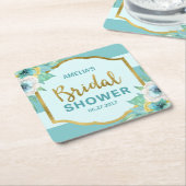 Minze und Imitate Gold Floral Brautparty Rechteckiger Pappuntersetzer (angewinkelt)