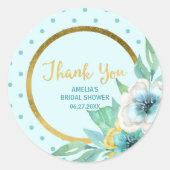 Minze und Imitate Gold Floral Brautparty Runder Aufkleber (Vorderseite)