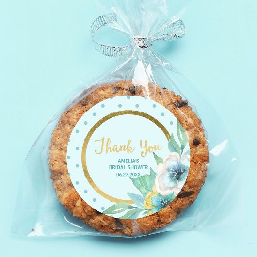 Minze und Imitate Gold Floral Brautparty Runder Aufkleber