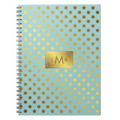 Minze und Imitate Gold Foil Polka Dots Mit Monogra Notizblock (Vorderseite)