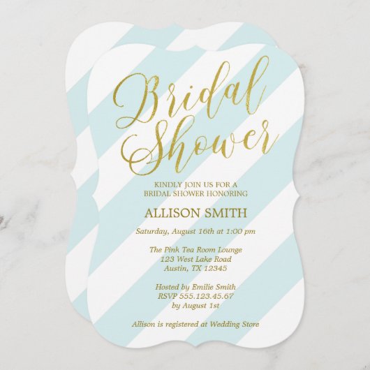 Minze und Imitate Gold Script Typografy Brautparty Einladung (Vorne/Hinten)