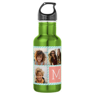Minze und Korallen-Foto-Collage mit individuellem  Trinkflasche