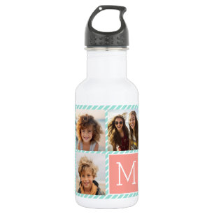 Minze und Korallen-Foto-Collage mit individuellem Trinkflasche
