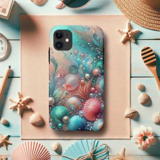 Minze und Korallen Seashells Ocean Bliss Case-Mate iPhone Hülle